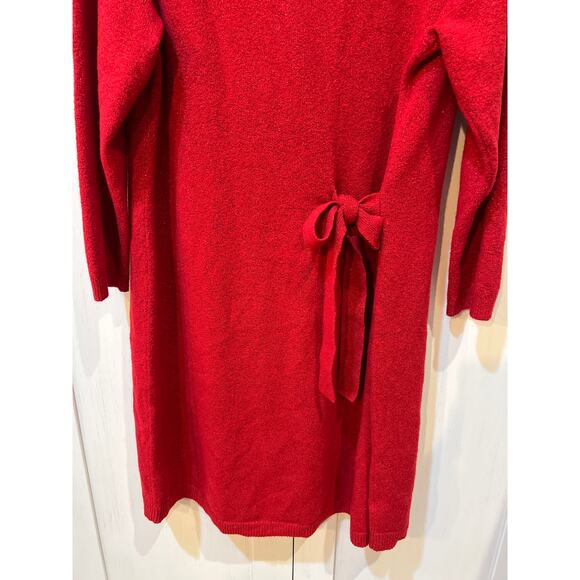 Talbots Red Side Tie Shimmer Shift Sweater Dress NWT Holiday Sparkle 2XP - Picture 7 of 9